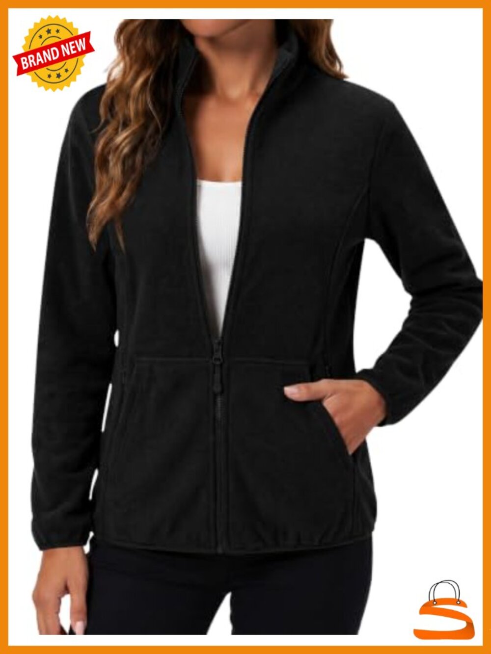 LOMON Women's Fleece Jacket with 6 Pockets Lightweight Full Zip Coat